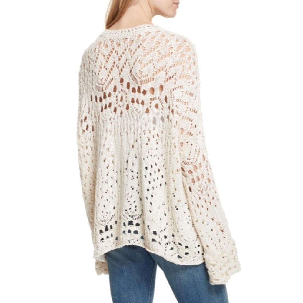 Free People Ivory Traveling Lace Sweater - Picture 8 of 13